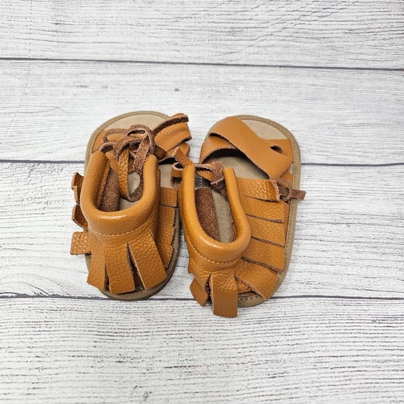 Fringed Moccasin leather‎ sandals childrens size 6 - Picture 6 of 9